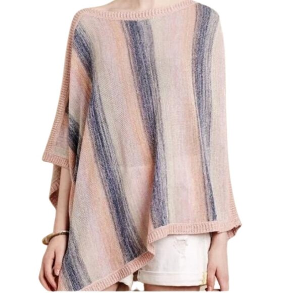 Anthropologie Blush Striped Poncho - Picture 2 of 6